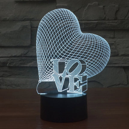 Heart and LOVE Style 3D Touch Switch Control LED Light, 7 Colour Discoloration Creative Visual Stereo Lamp Desk Lamp Night Light-garmade.com