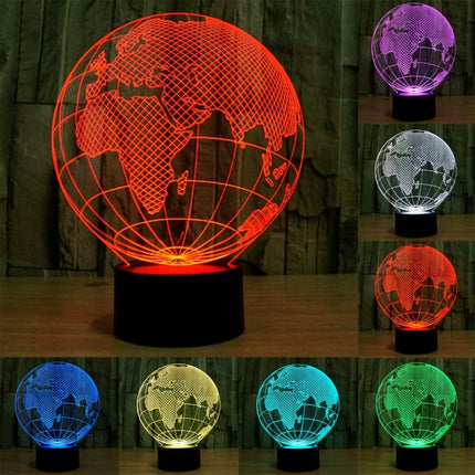 European Globe Style 3D Touch Switch Control LED Light , 7 Colour Discoloration Creative Visual Stereo Lamp Desk Lamp Night Light-garmade.com