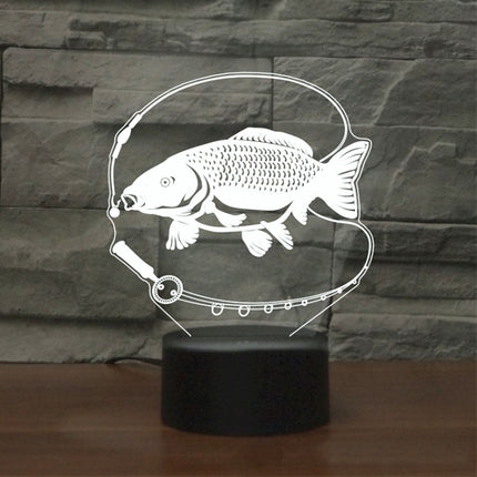 Fishing Black Base Creative 3D LED Decorative Night Light, 16 Color Remote Control Version-garmade.com