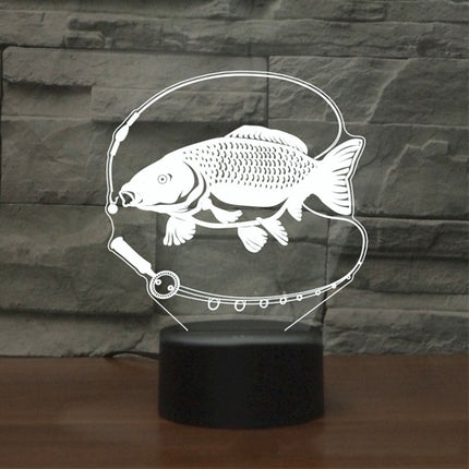 Fishing Black Base Creative 3D LED Decorative Night Light, USB with Touch Button Version-garmade.com