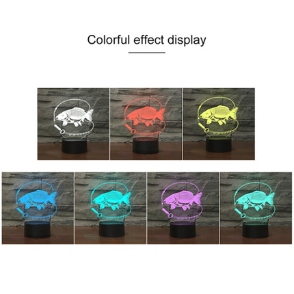 Fishing Black Base Creative 3D LED Decorative Night Light, USB with Touch Button Version-garmade.com