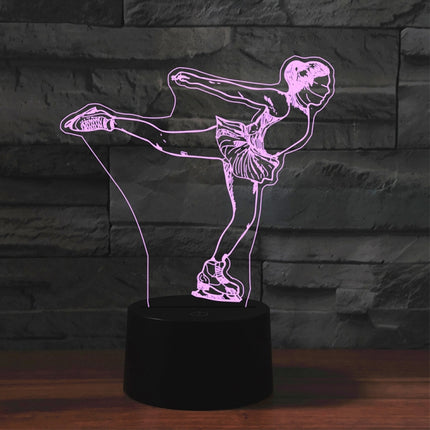 Ice Skating Black Base Creative 3D LED Decorative Night Light, 16 Color Remote Control Version-garmade.com