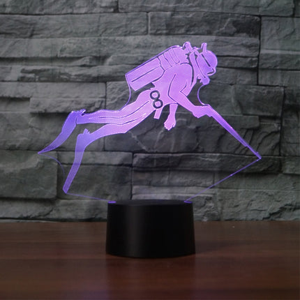 Diving Black Base Creative 3D LED Decorative Night Light, 16 Color Remote Control Version-garmade.com