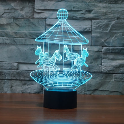Carousel Black Base Creative 3D LED Decorative Night Light, 16 Color Remote Control Version-garmade.com
