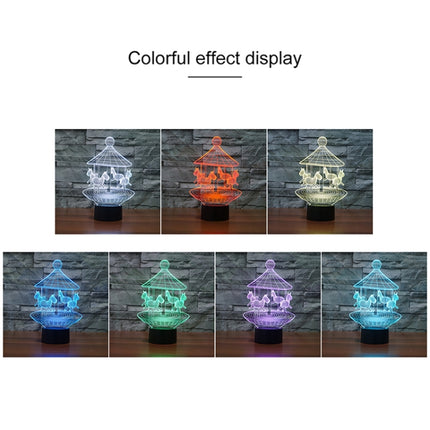 Carousel Black Base Creative 3D LED Decorative Night Light, 16 Color Remote Control Version-garmade.com