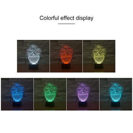 Rose Black Base Creative Colorful 3D LED Decorative Night Light, 16 Color Remote Control Version-garmade.com