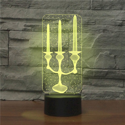 Candlestick Black Base Creative 3D LED Decorative Night Light, 16 Color Remote Control Version-garmade.com