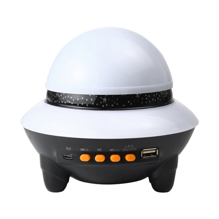 LED Flying Saucer Starry Sky Light Bluetooth Music Star Projection Night Light with Remote Control (White)-garmade.com