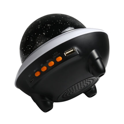 LED Flying Saucer Starry Sky Light Bluetooth Music Star Projection Night Light with Remote Control (White)-garmade.com