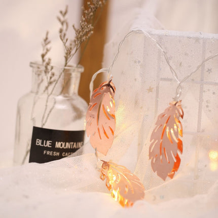 3m Gold Feather USB Plug Romantic LED String Holiday Light, 20 LEDs Teenage Style Warm Fairy Decorative Lamp for Christmas, Wedding, Bedroom (Warm White)-garmade.com