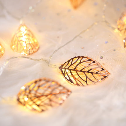 3m Rose Gold Leaf USB Plug Romantic LED String Holiday Light, 20 LEDs Teenage Style Warm Fairy Decorative Lamp for Christmas, Wedding, Bedroom (Warm White)-garmade.com