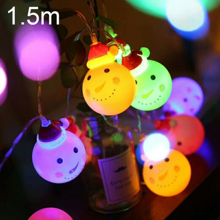1.5m Snowman LED Holiday String Light, 10 LEDs 2 x AA Batteries Box Powered Warm Fairy Decorative Lamp for Christmas, Party, Bedroom(Colorful Light)-garmade.com
