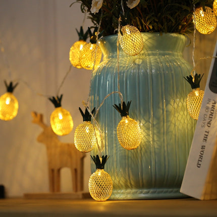 3m Iron Pineapple USB Plug Romantic LED String Holiday Light, 20 LEDs Teenage Style Warm Fairy Decorative Lamp for Christmas, Wedding, Bedroom (Warm White)-garmade.com