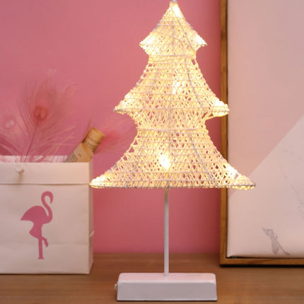 Christmas Tree Shape Rattan Romantic LED Holiday Light with Holder, Warm Fairy Decorative Lamp Night Light for Christmas, Wedding, Bedroom(Warm White)-garmade.com