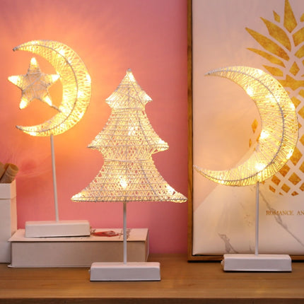 Star and Moon Rattan Romantic LED Holiday Light with Holder, Warm Fairy Decorative Lamp Night Light for Christmas, Wedding, Bedroom(Warm White)-garmade.com