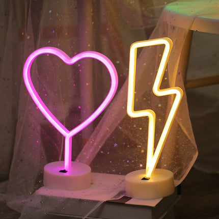 Thunder Romantic Neon LED Holiday Light with Holder, Warm Fairy Decorative Lamp Night Light for Christmas, Wedding, Party, Bedroom(Warm White)-garmade.com