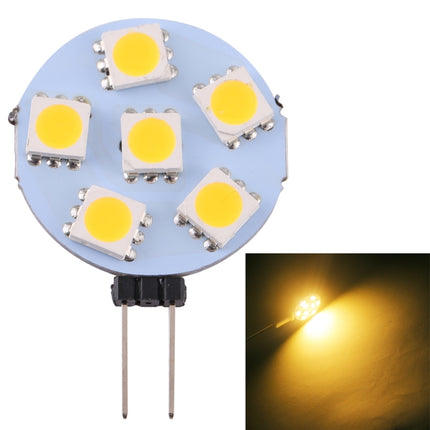 G4 6 LEDs SMD 5050 72LM 2800-3200K Stepless Dimming Energy Saving Light Pin Base Lamp Bulb, DC 12V(Warm White)-garmade.com