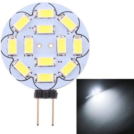 G4 12 LEDs SMD 5730 360LM 6000-6500K Round Shape Stepless Dimming Energy Saving Light Pin Base Lamp Bulb, DC 12V(White Light)-garmade.com