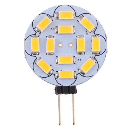 G4 12 LEDs SMD 5730 360LM 2800-3200K Round Shape Stepless Dimming Energy Saving Light Pin Base Lamp Bulb, DC 12V (Warm White)-garmade.com