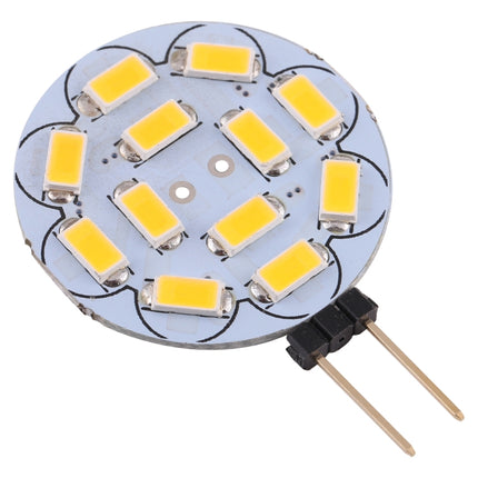 G4 12 LEDs SMD 5730 360LM 2800-3200K Round Shape Stepless Dimming Energy Saving Light Pin Base Lamp Bulb, DC 12V (Warm White)-garmade.com
