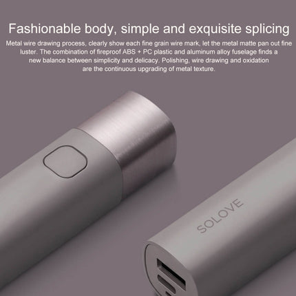 Original Xiaomi Youpin SOLOVE LED Flashlight 3000mAh USB Multi-function Portable Lighting(White)-garmade.com