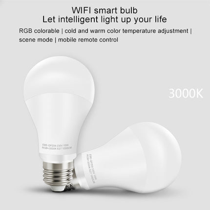 E27 10W Color Changing WiFi Smart LED Light Bulb, 14 LEDs 3000K+RGB 1050 LM Works with Alexa & Google Home, AC 230V-garmade.com