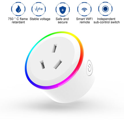 10A RGB Scene Light WiFi Remote Control Smart Socket Works with Alexa & Google Home & IFTTT, AC 100-240V, AU Plug-garmade.com