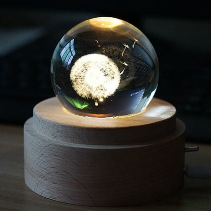 3D Word Engraving Crystal Ball Music Box Dandelion Pattern Electronic Swivel Musical Birthday Gift Home Decor with Music-garmade.com