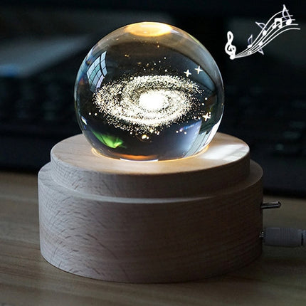 3D Word Engraving Crystal Ball Music Box Milky Way Pattern Electronic Swivel Musical Birthday Gift Home Decor with Music-garmade.com