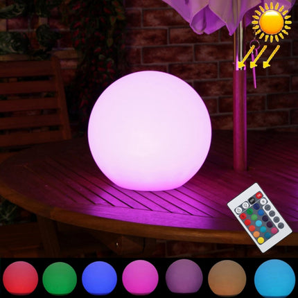LEH-42321 30cm Round Ball Solar Power Lamp, Floating Garden Changing Colorful LED Light with 0.8W Monocrystalline Silicon Solar Panel & Remote Control(White)-garmade.com