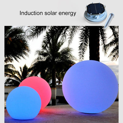 LEH-42321 40cm Round Ball Solar Power Lamp, Floating Garden Changing Colorful LED Light with 0.7W Monocrystalline Silicon Solar Panel & Remote Control(White)-garmade.com