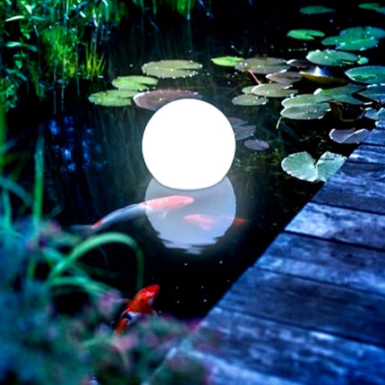LEH-42321 40cm Round Ball Solar Power Lamp, Floating Garden Changing Colorful LED Light with 0.7W Monocrystalline Silicon Solar Panel & Remote Control(White)-garmade.com