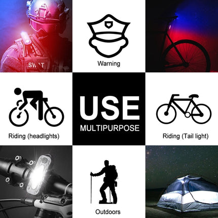W-014 6 Lamp Beads USB-C / Type-C Rechargeable Red and Blue Warning Bicycle Tail Light-garmade.com