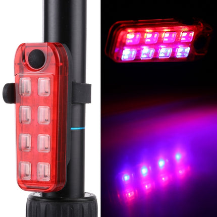 QZ-W007 8 x SMD Rechargeable Red and Blue Bicycle Safety Warning Tail Light-garmade.com