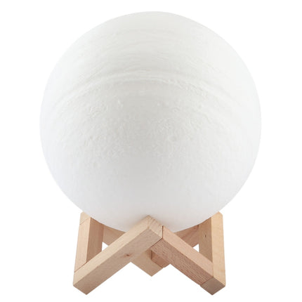 18cm Touch Control 3D Print Jupiter Lamp, USB Charging 2-Color Changing Energy-saving LED Night Light with Wooden Holder Base-garmade.com