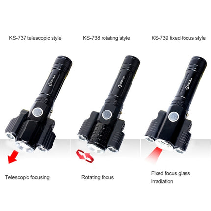 KS-738 USB Charging Waterproof T6+XPE Zoomable LED Flashlight with 4-Modes & 18650 lithium battery-garmade.com