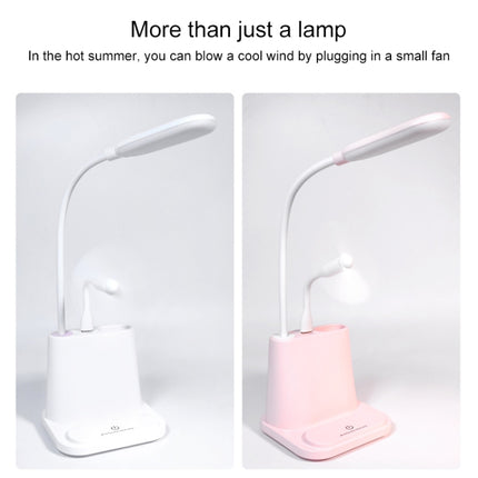 Multi-function Touch Switch USB Charging LED Desk Lamp with Phone Holder & Pen Holder, White Light & Warm White Two Modes LED Night Light, Support USB Output (White)-garmade.com