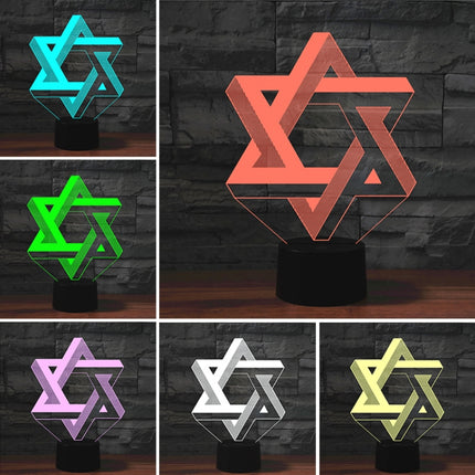 Pentagram Shape 3D Colorful LED Vision Light Table Lamp, Charging Touch Version-garmade.com