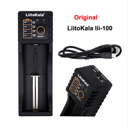 LiitoKala Lii-100 Battery Charger for Li-ion IMR 18650, 18490, 18350, 17670, 17500, 16340 (RCR123), 14500, 10440-garmade.com