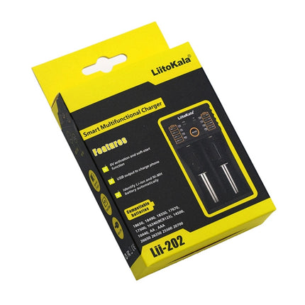 LiitoKala lii-202 USB Output Intelligent Battery Charger for Li-ion IMR 18650, 18490, 18350, 17670, 17500, 16340(RCR123), 14500, 10440-garmade.com