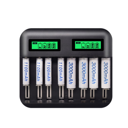 5V 2A USB 8 Slot Battery Charger for AA & AAA & C / D Battery, with LCD Display-garmade.com