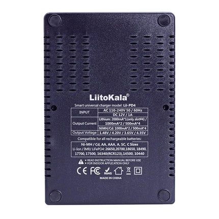 LiitoKala Lii-PD4 Nickel-hydrogen Battery Charger for Li-ion / IMR LiFePO4 26650，21700，20700, 18650, 18490, 18350, 17670, 17500, 16340(RCR123), 14500, 10440-garmade.com