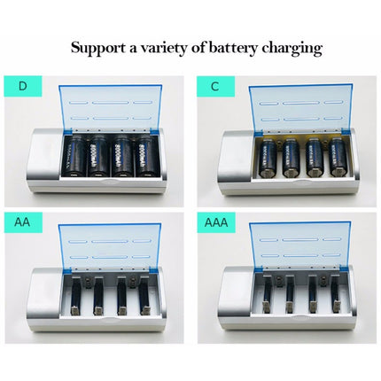 AC 100-240V 4 Slot Battery Charger for AA & AAA & C / D Size Battery, EU Plug-garmade.com