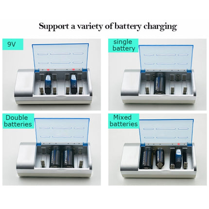 AC 100-240V 4 Slot Battery Charger for AA & AAA & C / D Size Battery, US Plug-garmade.com
