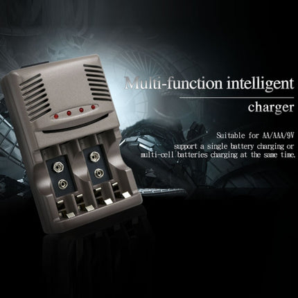 AC 100-240V 4 Slot Battery Charger for AA & AAA & 9V Ni-MH Battery, EU Plug-garmade.com