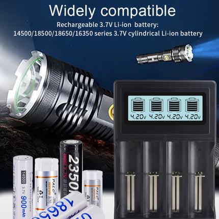 Micro USB 4 Slot Battery Charger for 3.7V Lithium-ion Battery, with LCD Display-garmade.com