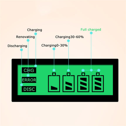 AC 100-240V 4 Slot Battery Charger for AA & AAA & C / D Size Battery, with LCD Display, AU Plug-garmade.com