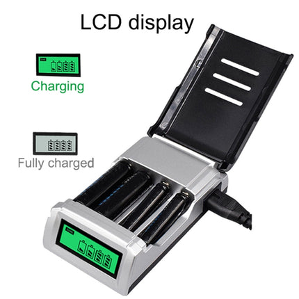 AC 100-240V 4 Slot Battery Charger for AA & AAA Battery, with LCD Display, AU Plug-garmade.com