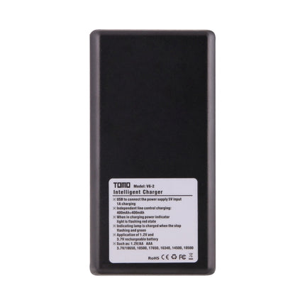 TOMO V6-2 USB Smart Battery Charger with Indicator Light for 18650 / 18500 / 17650 / 16340 / 14500 / 10500 Li-ion Battery / AA / AAA Battery-garmade.com