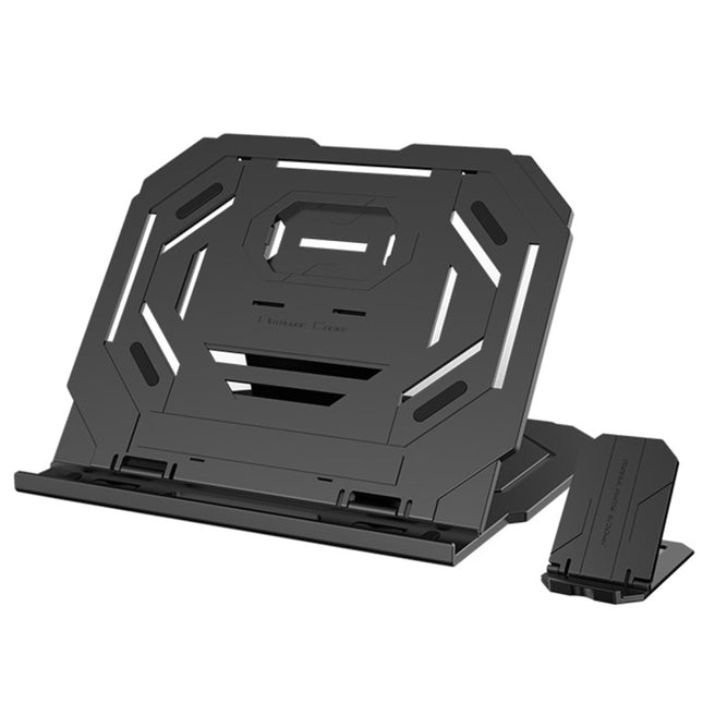 T3 Multi-function Hollow Design Cooling Bracket with 10-Level Adjustable Angle for Notebook, MacBook, iPad, Mobile Phones(Black)-garmade.com